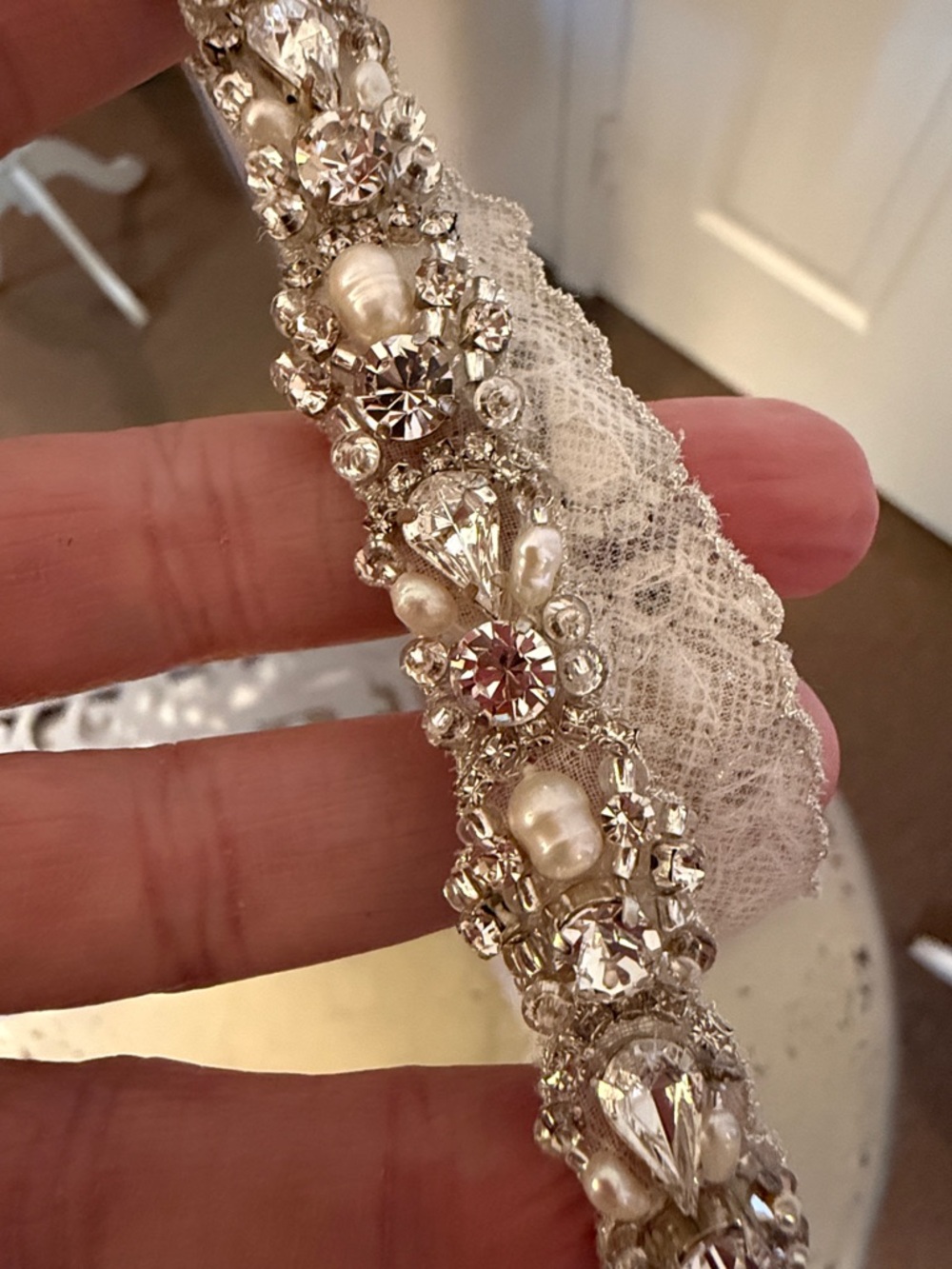 Blossom Veils & Accessories
Classic Skinny Sash Belt Pearl and Rhinestone - Picture 2 of 11